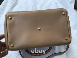 Gucci Vintage tan Leather purse, bamboo handles & shoulder strap purse, Italy