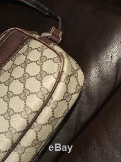 Gucci Vintage tan brown GG Monogram Supreme Canvas Leather Crossbody Bag