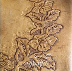 HAND TOOLED LEATHER BAG Beautiful Tan Vtg Western Boho Floral Pocket USA Nice