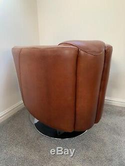 Halo Designer Vintage Aniline Tan Leather Rocket Swivel Chair