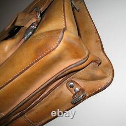 Handcrafted Real Leather Vintage-Look Briefcase/Satchel/Bag, Tan