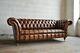 Handmade 3 Seater Vintage Antique Tan Brown Leather Chesterfield Sofa, Settee