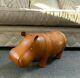 Handmade Tan Brown Leather Hippopotamus Character Animal Hippo Footstool 52cm