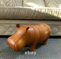 Handmade Tan Brown Leather Hippopotamus Character Animal Hippo Footstool 52cm