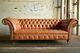 Handmade Vintage Antique Tan Brown Leather Chesterfield Sofa, Settee