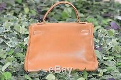 Hermes Kelly, Auth Hermès Vintage 1974 in Tan Box Calf and Gold Hardware, 32 CM