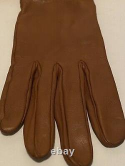 Hermes Studded Constance H Logo Gloves Vintage Tan Leather Size 7
