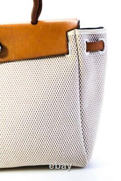 Hermes Woven Vintage Toile GM Herbag Satchel Handbag 31 Tan