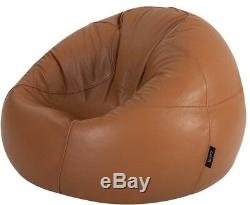 Icon Real Leather Classic Bean Bag Chair X Large Vintage Tan Luxury Beanbag