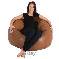 Icon Real Leather Classic Bean Bag Chair X Large Vintage Tan Luxury Beanbag