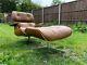Iconic Eames Style Lounge Chair & Footstool in Tan Leather Great Condition