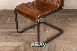 Industrial Look Chairs Vintage Inspired Tan Leather Dining Chairs