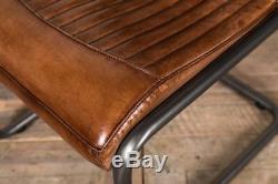 Industrial Look Chairs Vintage Inspired Tan Leather Dining Chairs
