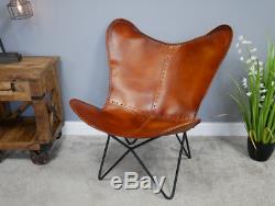 Industrial Vintage Style Rustic Tan Brown Leather Lounge Office Chair (dx6366)