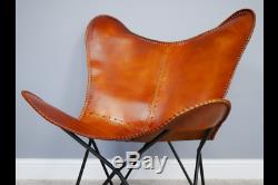Industrial Vintage Style Rustic Tan Brown Leather Lounge Office Chair (dx6366)