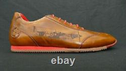 JEFFERY-WEST Tan Calf Spitfire laser'PORTOFINO' vintage style sneaker size UK 8