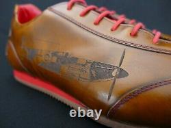 JEFFERY-WEST Tan Calf Spitfire laser'PORTOFINO' vintage style sneaker size UK 8