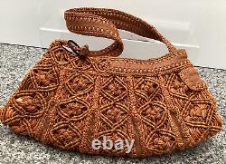 Jamin Puech Shoulder Bag Macrame Orange Tan Lined Handbag Y2K Buckle Vintage