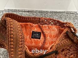Jamin Puech Shoulder Bag Macrame Orange Tan Lined Handbag Y2K Buckle Vintage