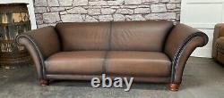 John Lewis Chesterfield Ranch Brown Tan Distressed Leather 3 Seat Sofa WEDELIVER
