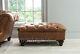 Judge Oskar Buttoned Chesterfield Vintage Tan Leather Footstool