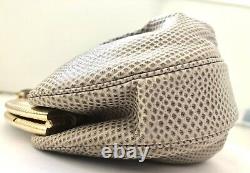 Judith Leiber Karung SnakeSkin Day Clutch Handbag Gold Brown Tan Gems Vintage p