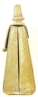 Judith Leiber KellyTan Karung SnakeSkin Top handle Day Evening Bag Gold Vintage