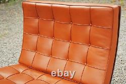 Knoll Barcelona Leather Chair Vintage Mies Van Der Rohe Tan Brown Collect LE8