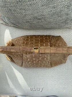 LK Bennett vintage clutch bag all leather tan mock croc