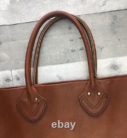 LL BEAN VINTAGE Brown LEATHER TOTE Shopper BAG Stamped Freeport, Maine