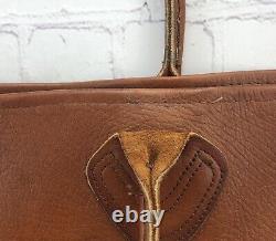 LL BEAN VINTAGE Brown LEATHER TOTE Shopper BAG Stamped Freeport, Maine