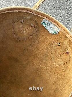 LL Bean Vintage 1960's Leather Boat Tote Bag Cursive Green Script Label Sz S-m