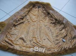 Ladies vintage tan TALC real leather fur COAT UK 8 6 retro penny lane afghan