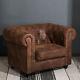 Large VINTAGE BROWN Distressed Tan Leather Chesterfield Buttoned Sofa Armchair