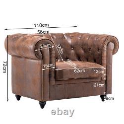 Large VINTAGE BROWN Distressed Tan Leather Chesterfield Buttoned Sofa Armchair