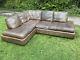 Large Vintage Brown Tan Leather Corner sofa #L