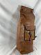 Large vintage tan leather Tuareg bag with map of Africa handmade distressed