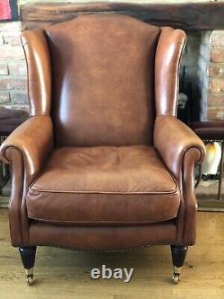 Laura Ashley Southwold Leather Armchair Caramel Tan Vintage Leather