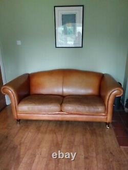 Laura Ashley Vintage Tan Leather Gloucester Sofa