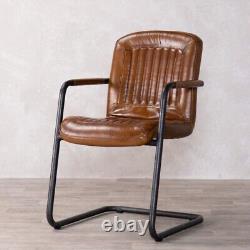 Leather Dining Chair Tan Leather Chair Cantilever Chair Carver Chair