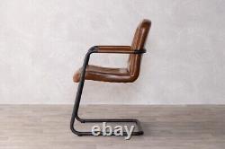 Leather Dining Chair Tan Leather Chair Cantilever Chair Carver Chair