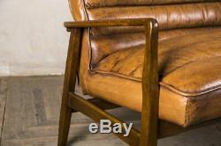 Leather Sofa And Armchair Retro Style Vintage Style Seating Tan Leather