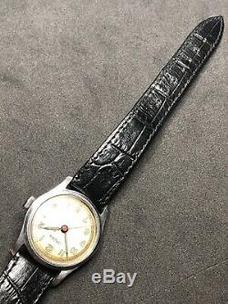 Lemania Vintage Watch Swiss Mechanical Wristwatch Stainless Steel Military Style