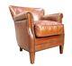 Little Professor Vintage Tan Brown Distressed Leather Armchair Fireside Hall