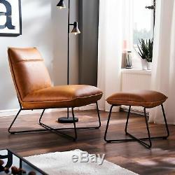 LuvChairs' Soho Tan Retro Vintage Industrial Leather Occasional Lounge Chair