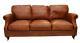 Luxury Vintage Distressed Leather 3 Seater Settee Sofa Couch Tan Brown