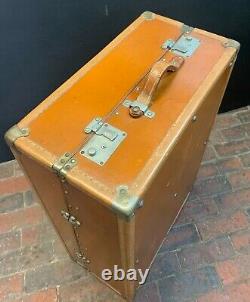 Luxury Vintage Tan Leather Wardrobe Trunk Suitcase