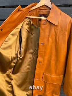 MULBERRY Mens Tan Leather Coat with Satin Lining. SIZE Medium