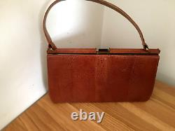 Mappin & Webb Vintage Handbag Compact Brown Leather Lizard Skin