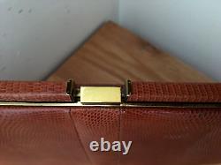 Mappin & Webb Vintage Handbag Compact Brown Leather Lizard Skin
